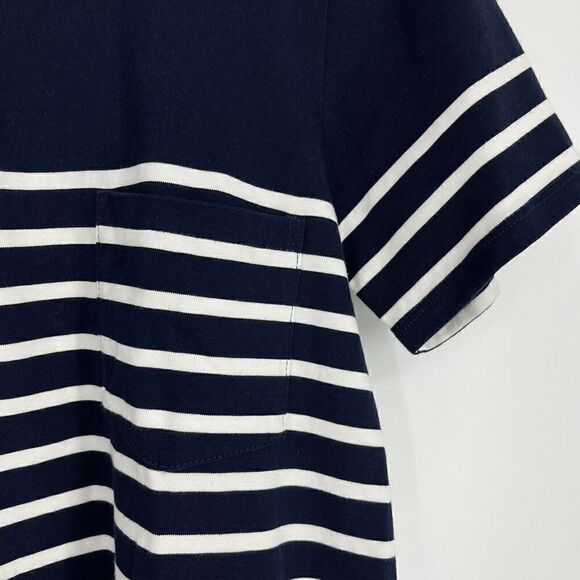 J Crew T Shirt Dress Size Small Womens Navy White Nautical Stripe Cotton Pocket - Picture 3 of 9